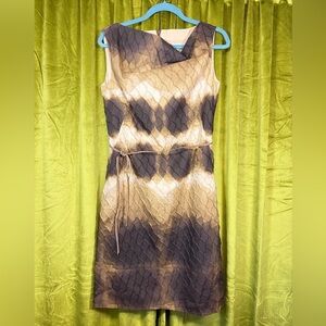 Escada Sport Asymmetrical Neck Tie Dye Brown and crème Dress. 36 or US 6. $700+